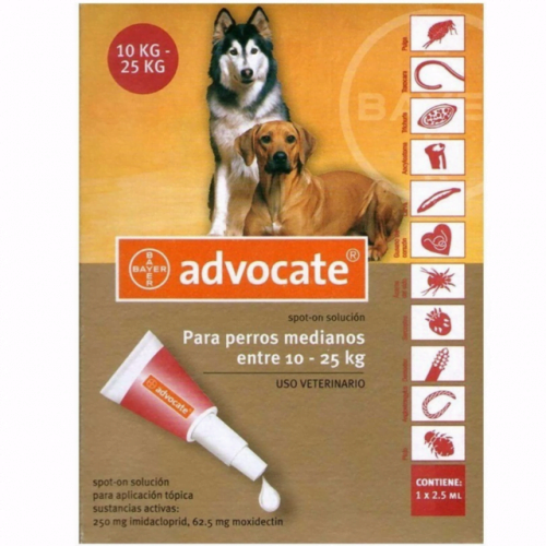 ADVOCATE PERROS 10KG A 25KG PIPETA