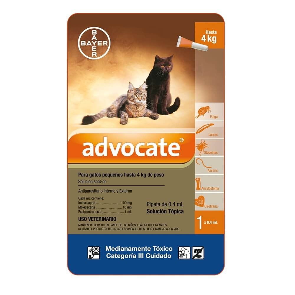 ADVOCATE GATOS HASTA 4KG PIPETA