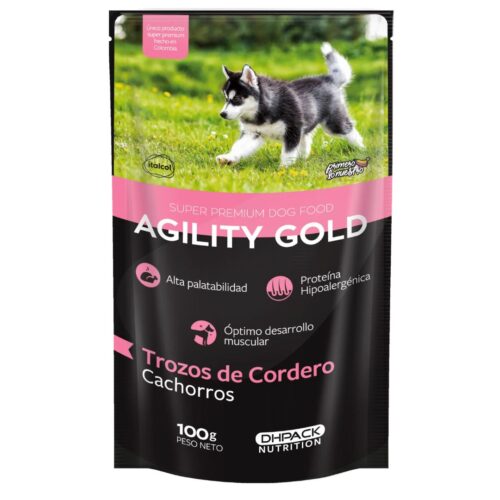 AGILITY GOLD TROZOS CORDERO CACHORRO X 100GR