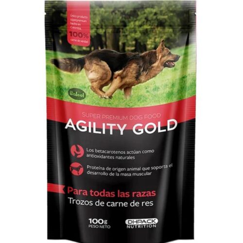 AGILITY GOLD TROZOS DE CARNE DE RES X 100GR