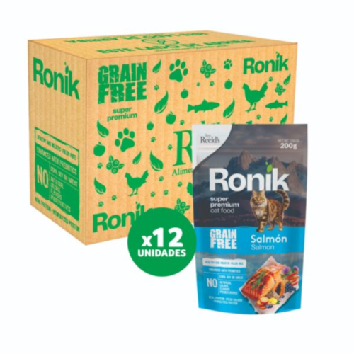 RONIK GRAIN FREE GATOS SALMON CAJA X 12 UN. 200 GR