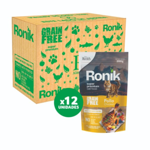 RONIK GRAIN FREE GATOS SABOR POLLO X 12 UN. 200 GR